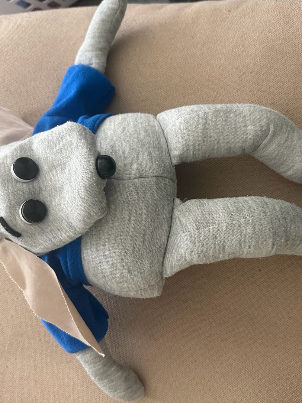 Vtg 1993 Shari Lewis Hush Puppy 16" Hand Puppet Gray Dog Blue HP Shirt Lamb Chop